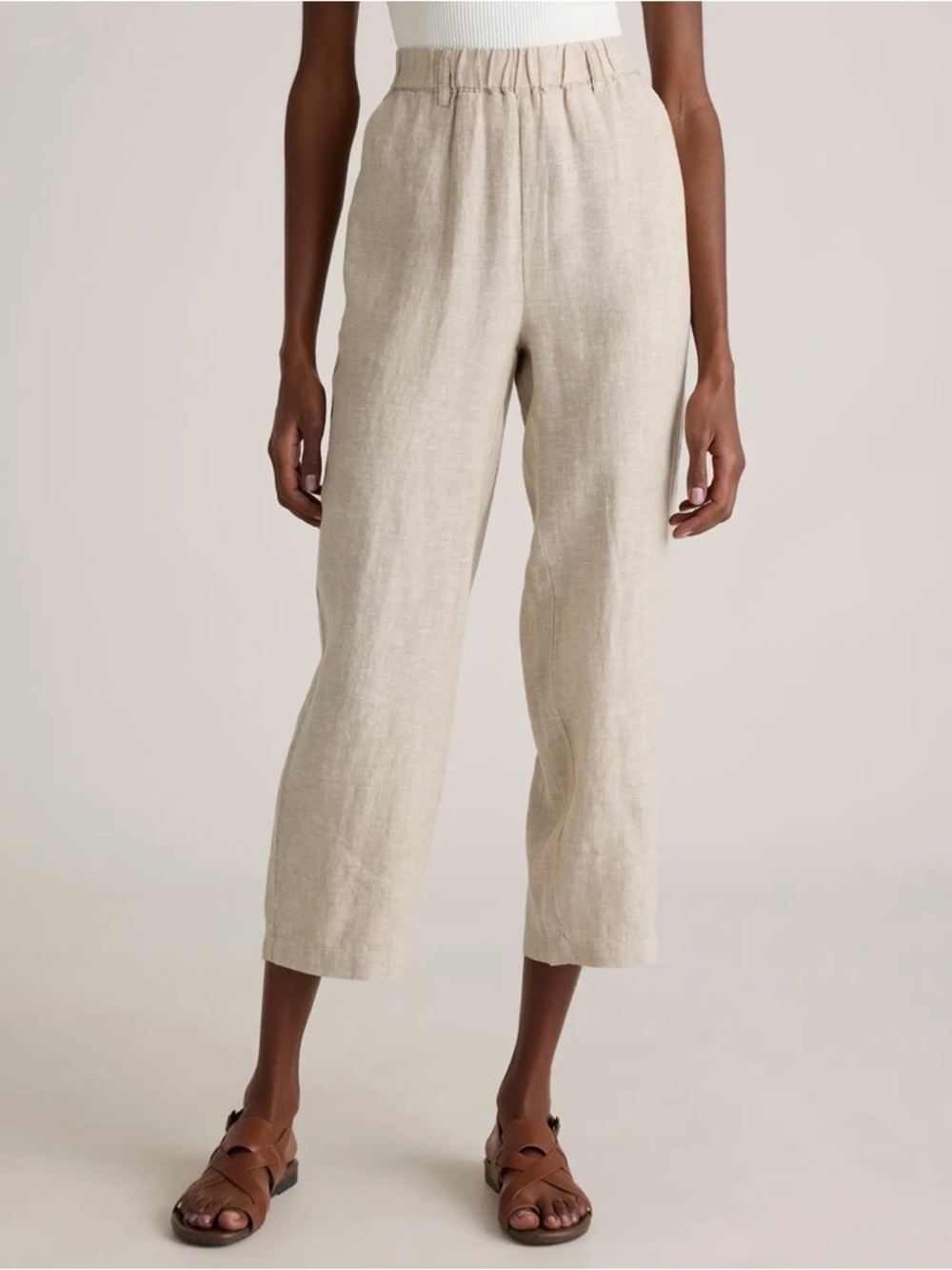 NWOT Quince Natural Beige Cropped Linen Pants. Size M - Picture 3 of 13